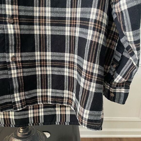 John Blair Black Tan Plaid Button Shirt L - Picture 4 of 6